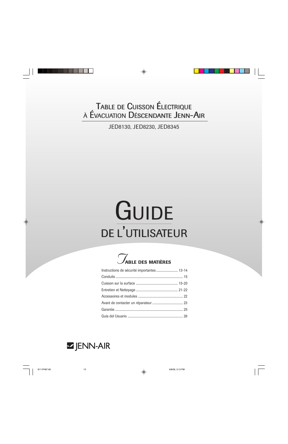 Uide, Utilisateur | Jenn-Air JED8130 User Manual | Page 13 / 40