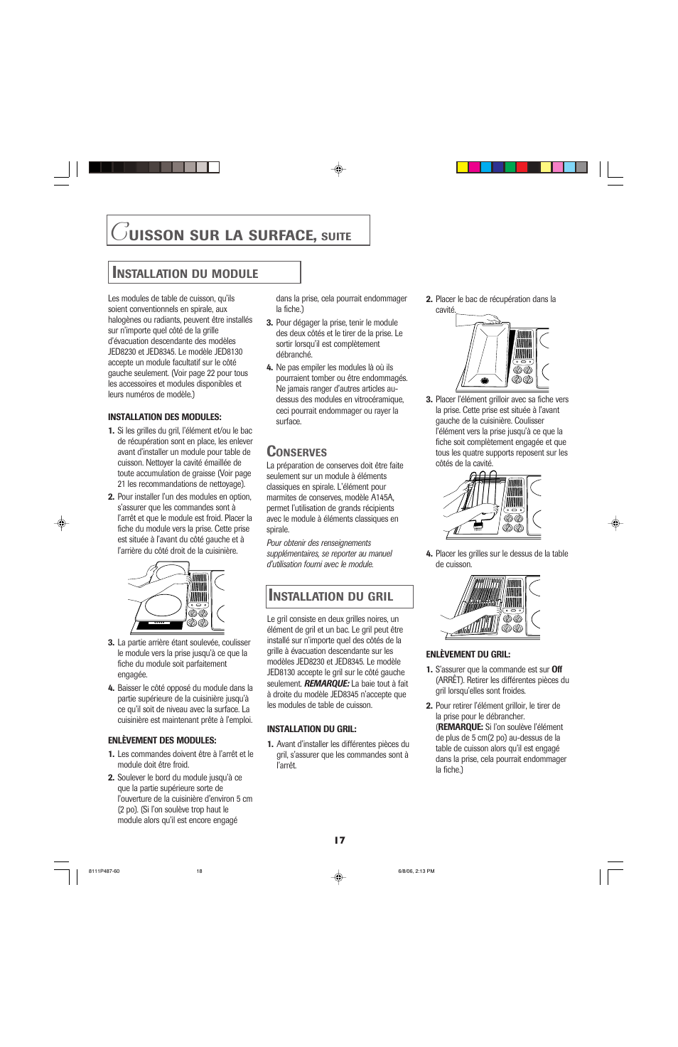 Uisson, Surface | Jenn-Air JED8130 User Manual | Page 18 / 40