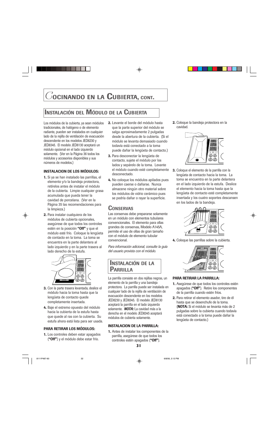 Ocinando, Ubierta | Jenn-Air JED8130 User Manual | Page 32 / 40