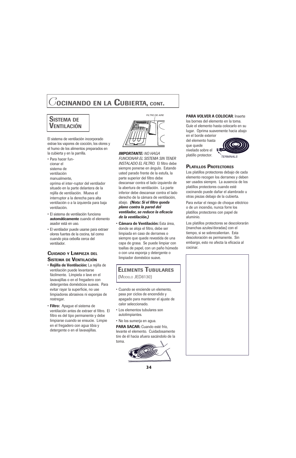 Ocinando, Ubierta | Jenn-Air JED8130 User Manual | Page 35 / 40