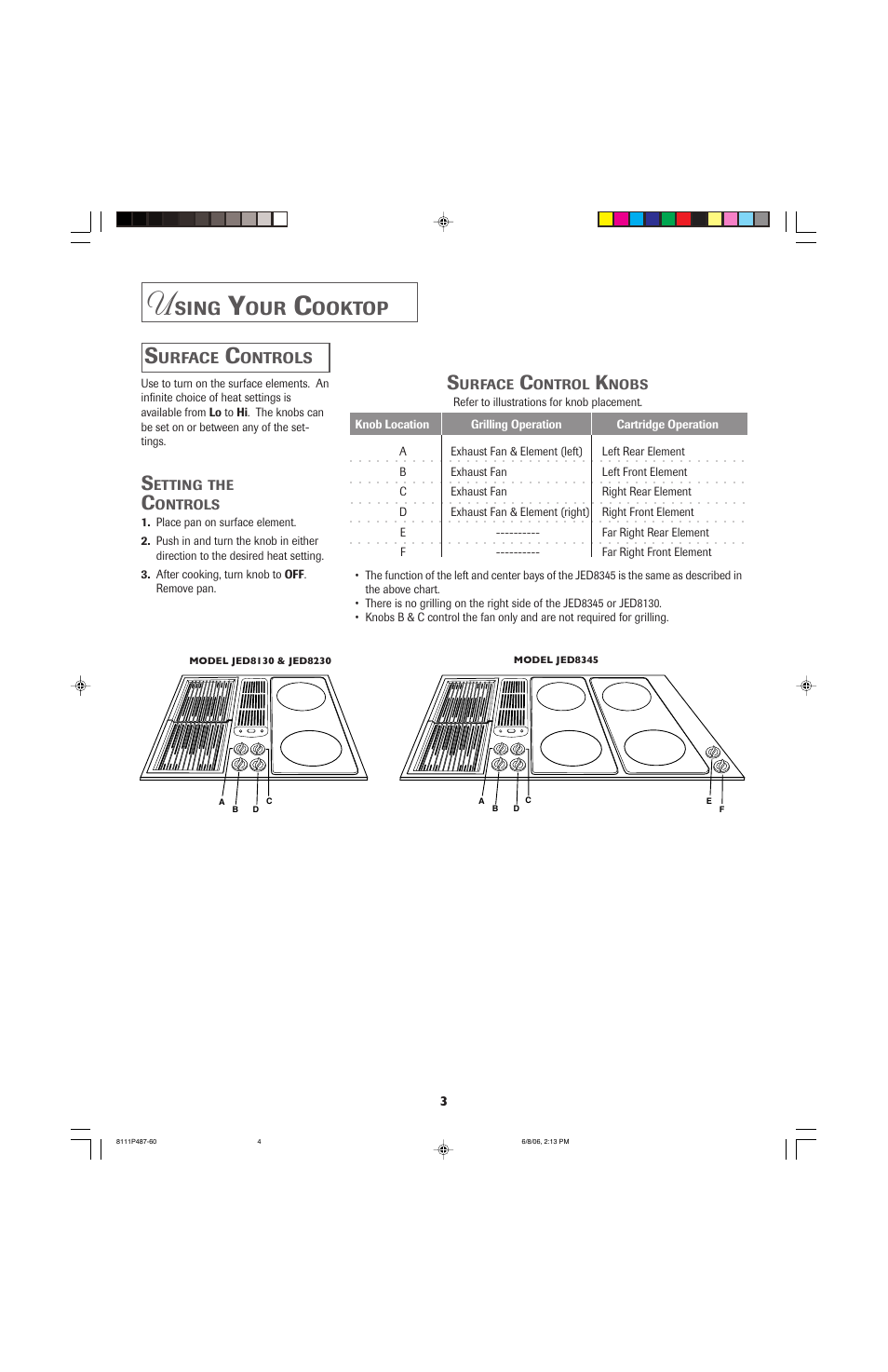 Sing, Ooktop | Jenn-Air JED8130 User Manual | Page 4 / 40