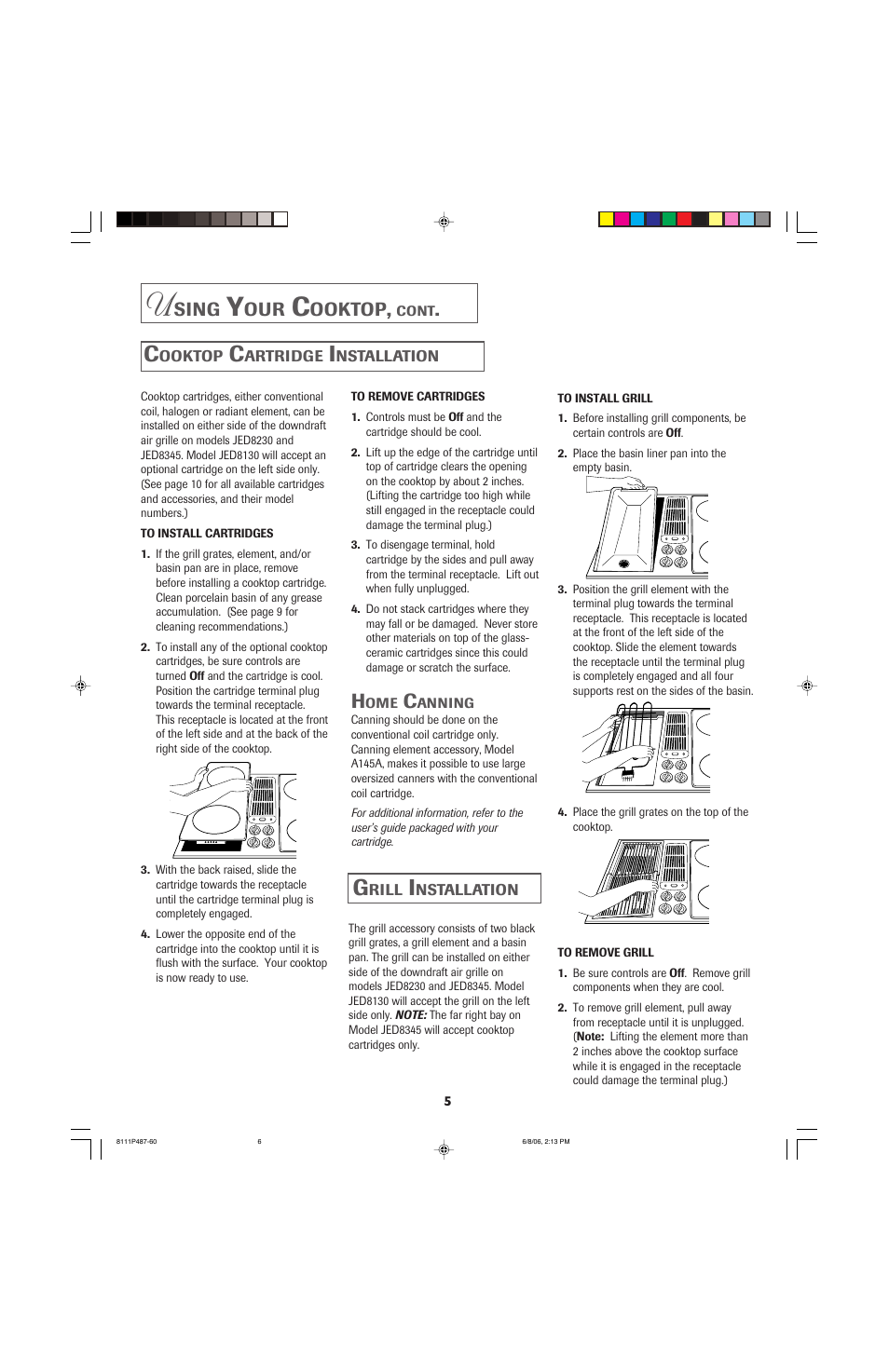 Sing, Ooktop | Jenn-Air JED8130 User Manual | Page 6 / 40