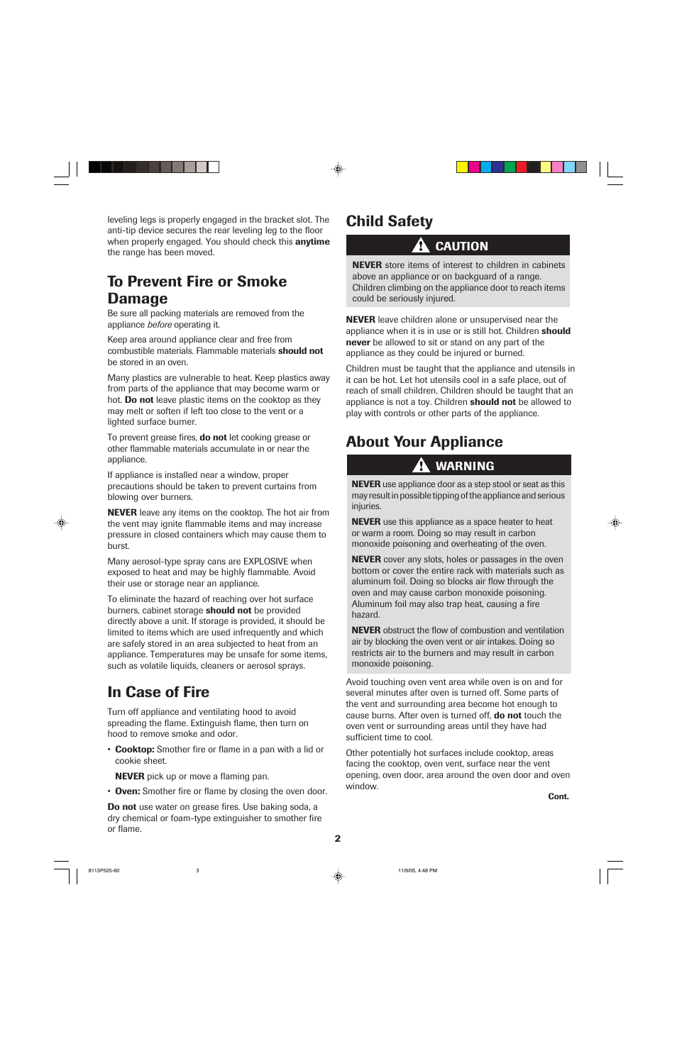 About your appliance child safety | Jenn-Air 8113P525-60 User Manual | Page 3 / 96