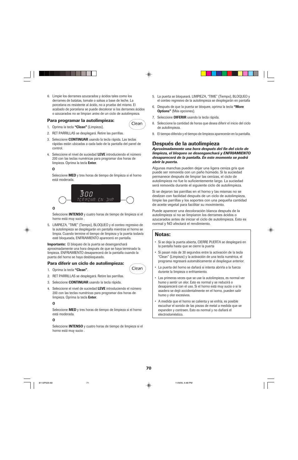 Después de la autolimpieza, Notas | Jenn-Air 8113P525-60 User Manual | Page 71 / 96