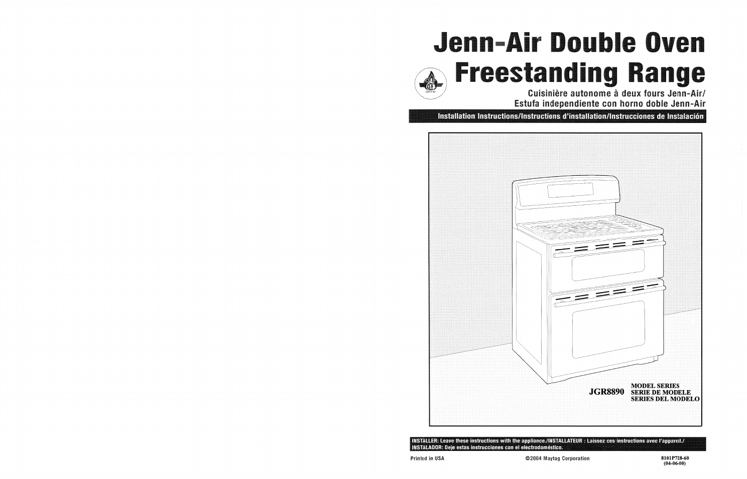Jenn-Air JGR8890 User Manual | 14 pages