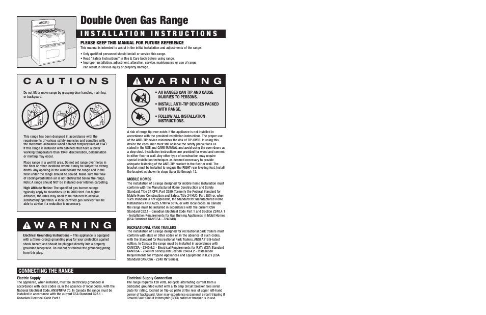 Double oven gas range | Jenn-Air JGR8890 User Manual | Page 2 / 14