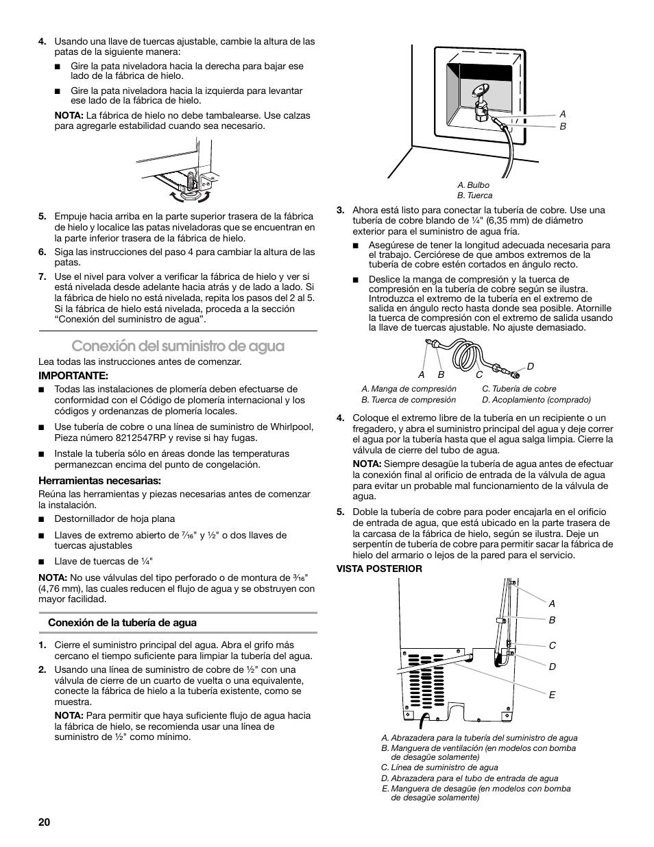 Conexión del suministro de agua | Jenn-Air W10136129C User Manual | Page 20 / 48