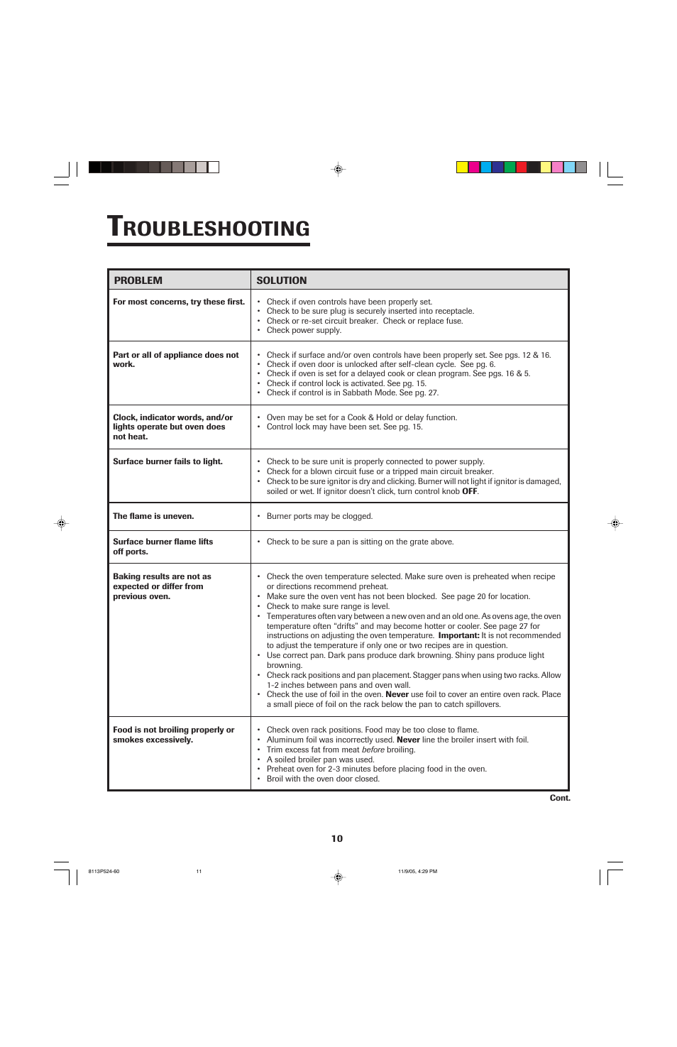 Roubleshooting | Jenn-Air SLIDE-IN RANGE User Manual | Page 11 / 92