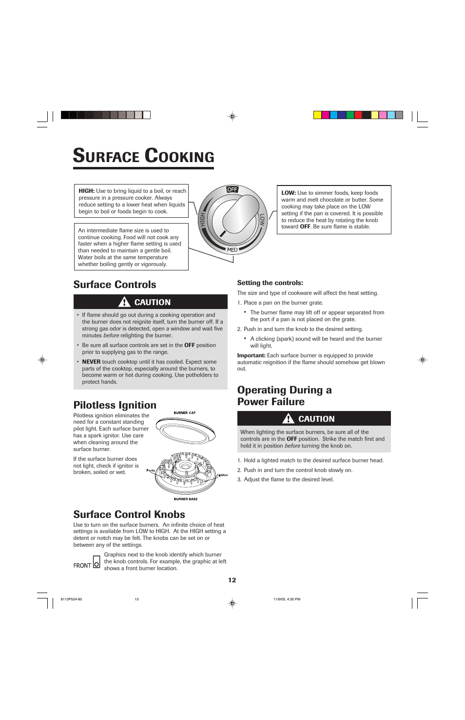 Urface, Ooking, Surface controls pilotless ignition | Jenn-Air SLIDE-IN RANGE User Manual | Page 13 / 92