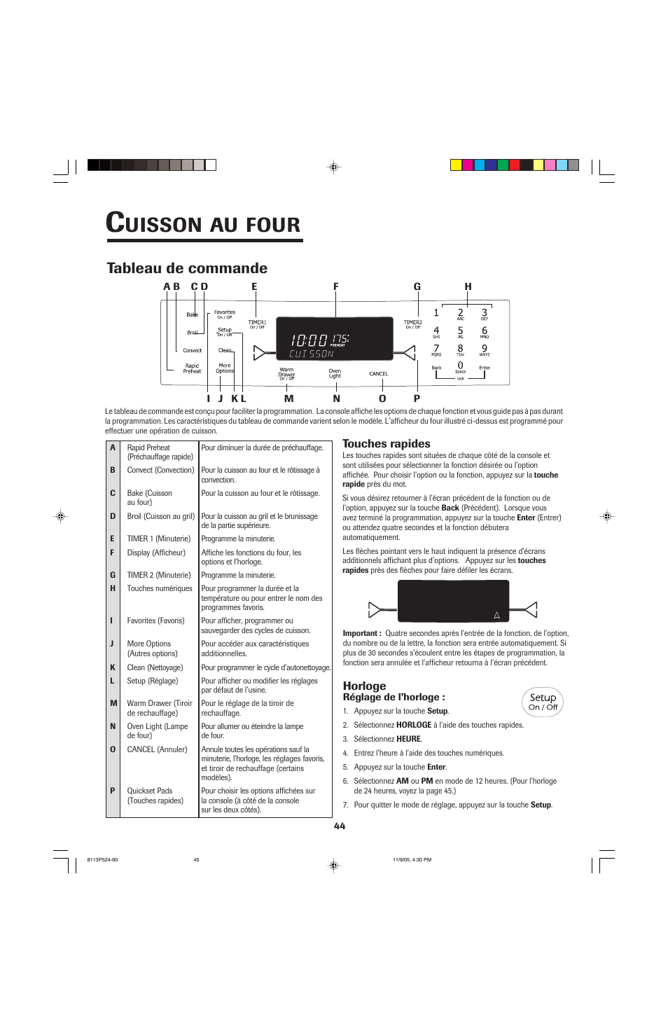 Uisson, Four, Tableau de commande | Jenn-Air SLIDE-IN RANGE User Manual | Page 45 / 92