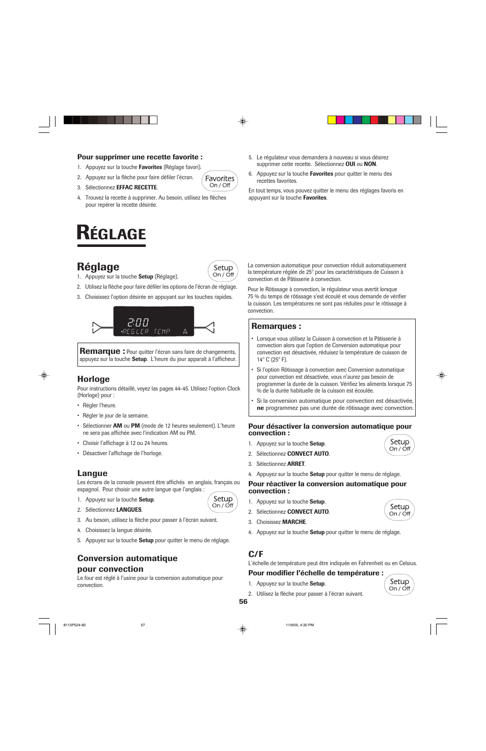 Églage, Réglage | Jenn-Air SLIDE-IN RANGE User Manual | Page 57 / 92