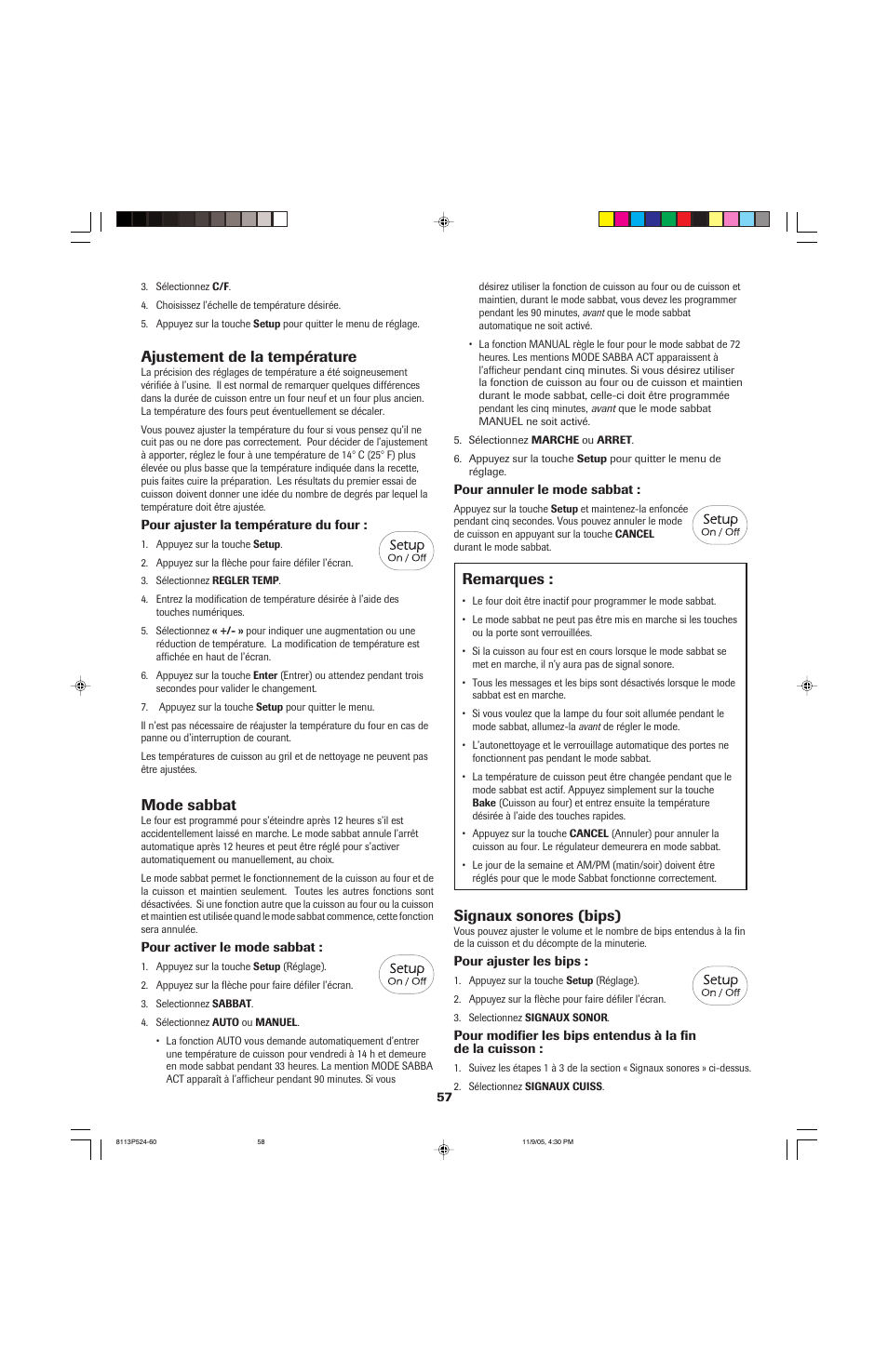 Mode sabbat, Signaux sonores (bips), Ajustement de la température | Remarques | Jenn-Air SLIDE-IN RANGE User Manual | Page 58 / 92