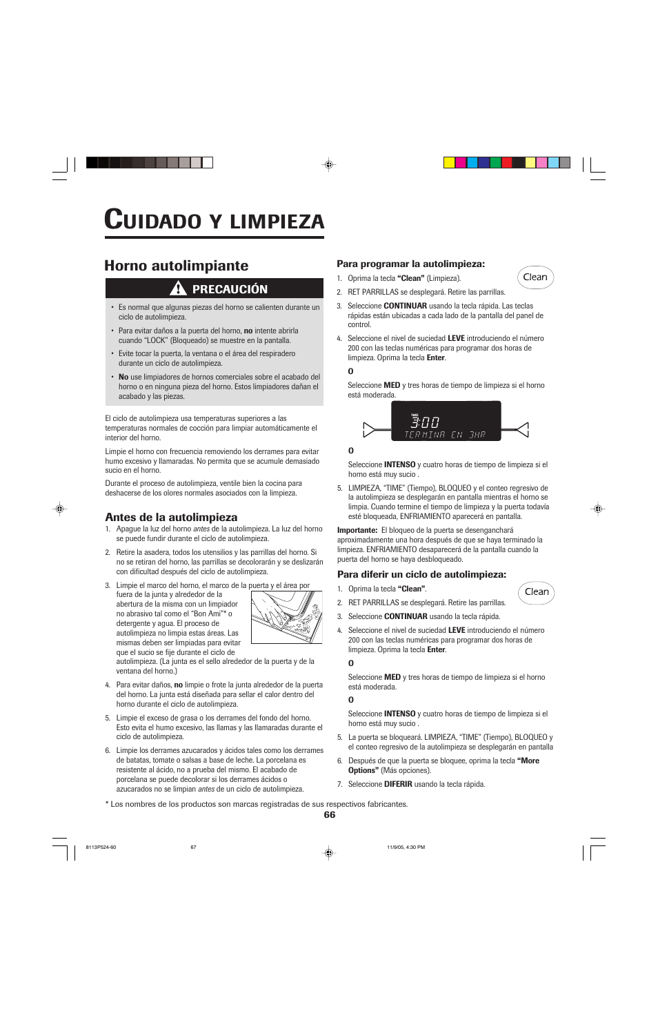 Uidado, Limpieza, Horno autolimpiante | Jenn-Air SLIDE-IN RANGE User Manual | Page 67 / 92