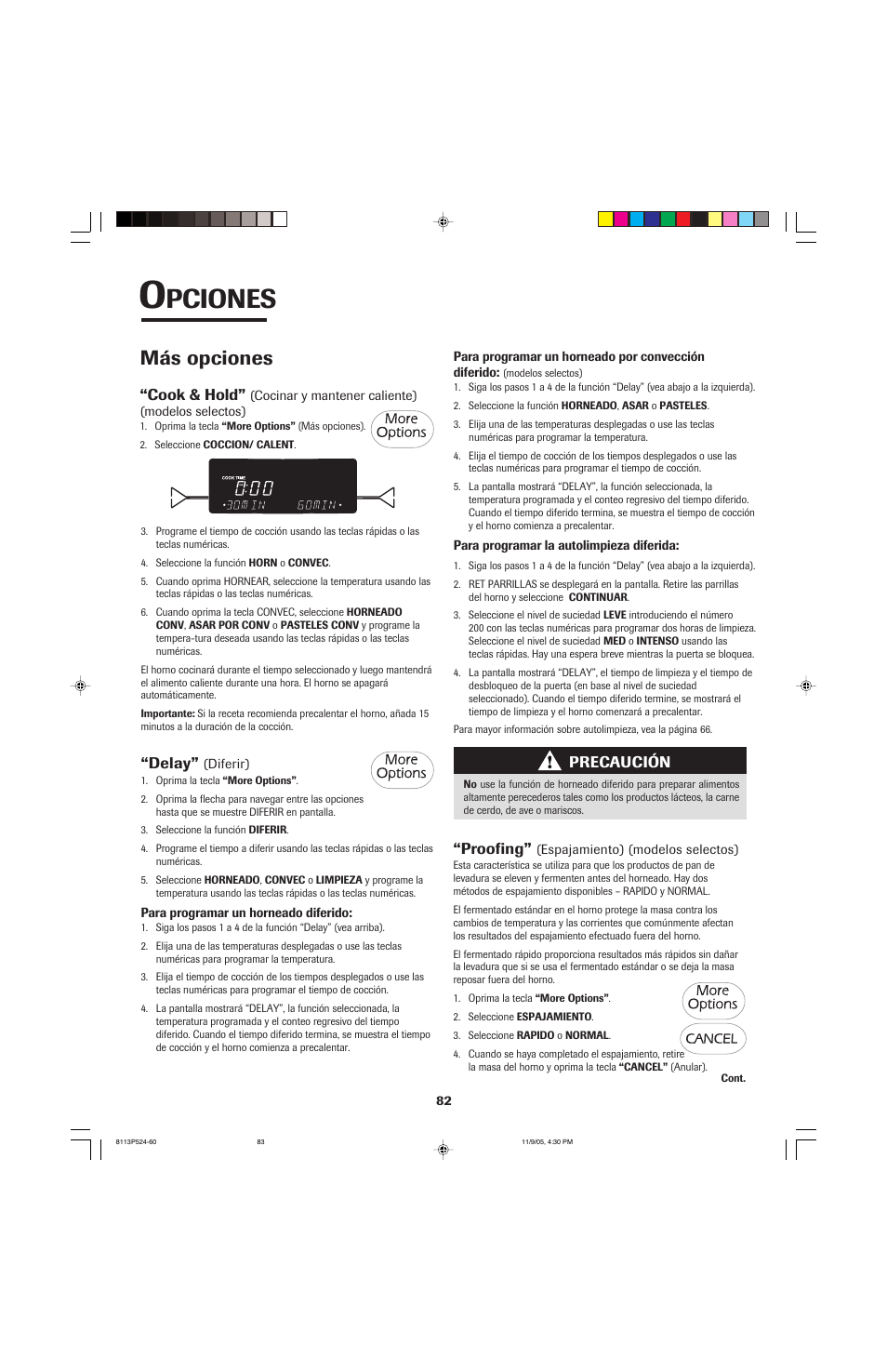 Pciones, Más opciones | Jenn-Air SLIDE-IN RANGE User Manual | Page 83 / 92