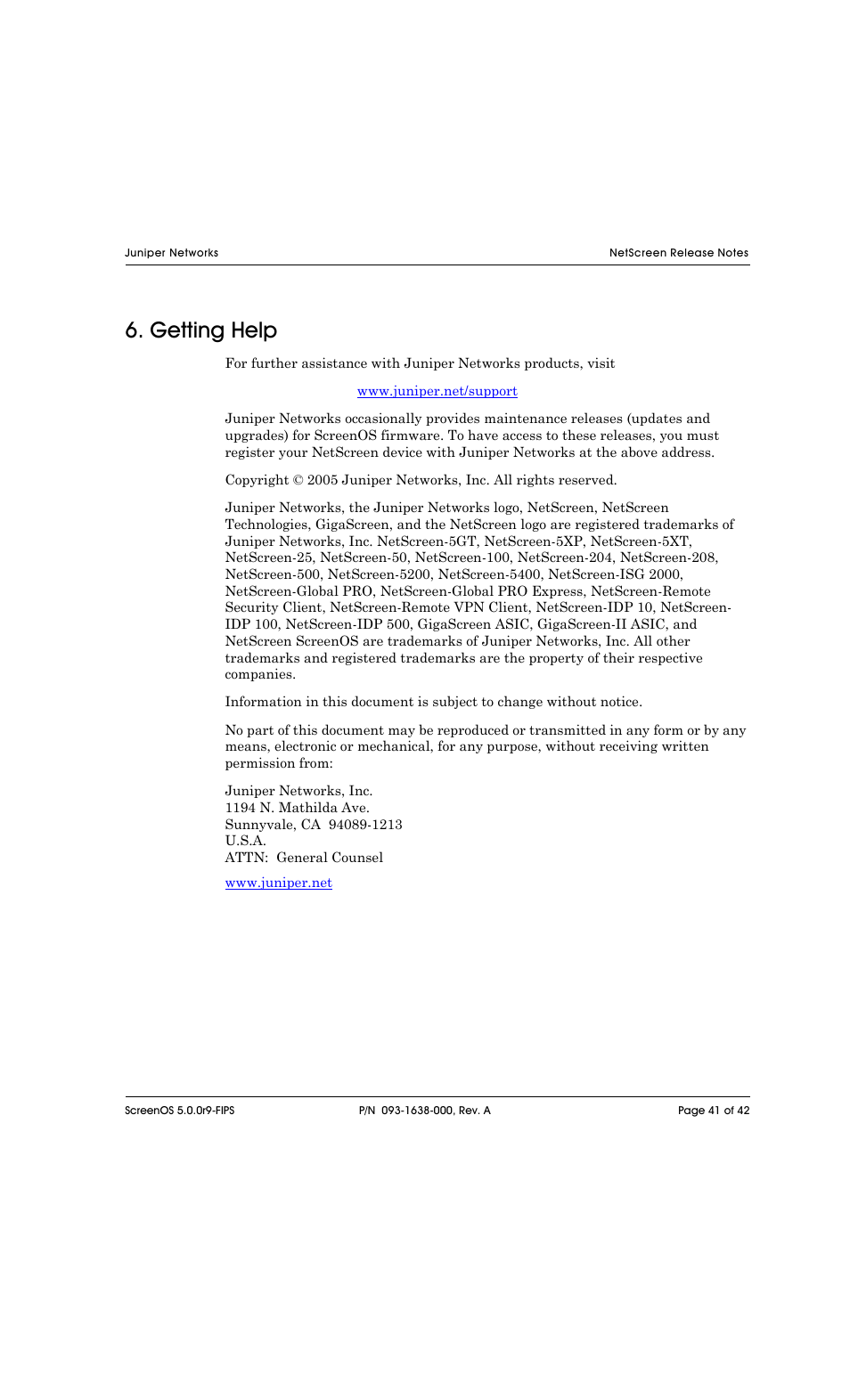 Getting help | Juniper Networks NETSCREEN 208 User Manual | Page 41 / 42