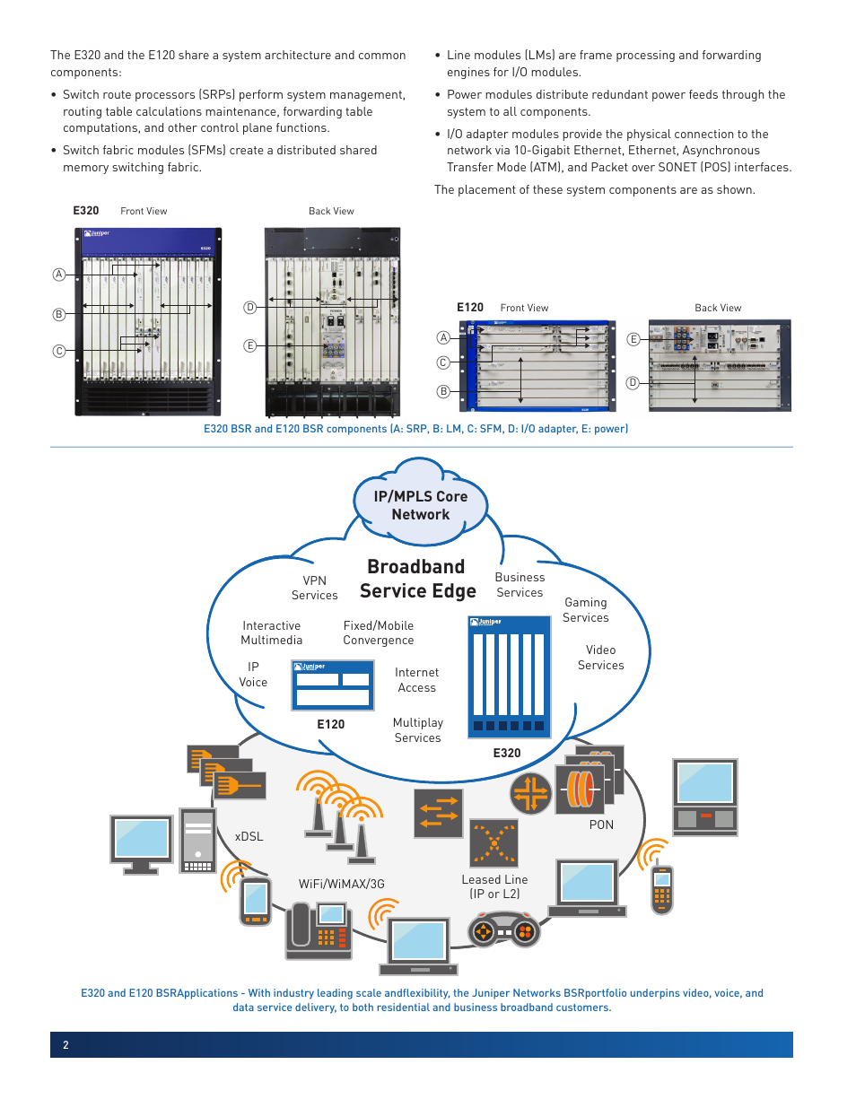 Broadband service edge | Juniper Networks Broadband Services Router. E320 User Manual | Page 2 / 6