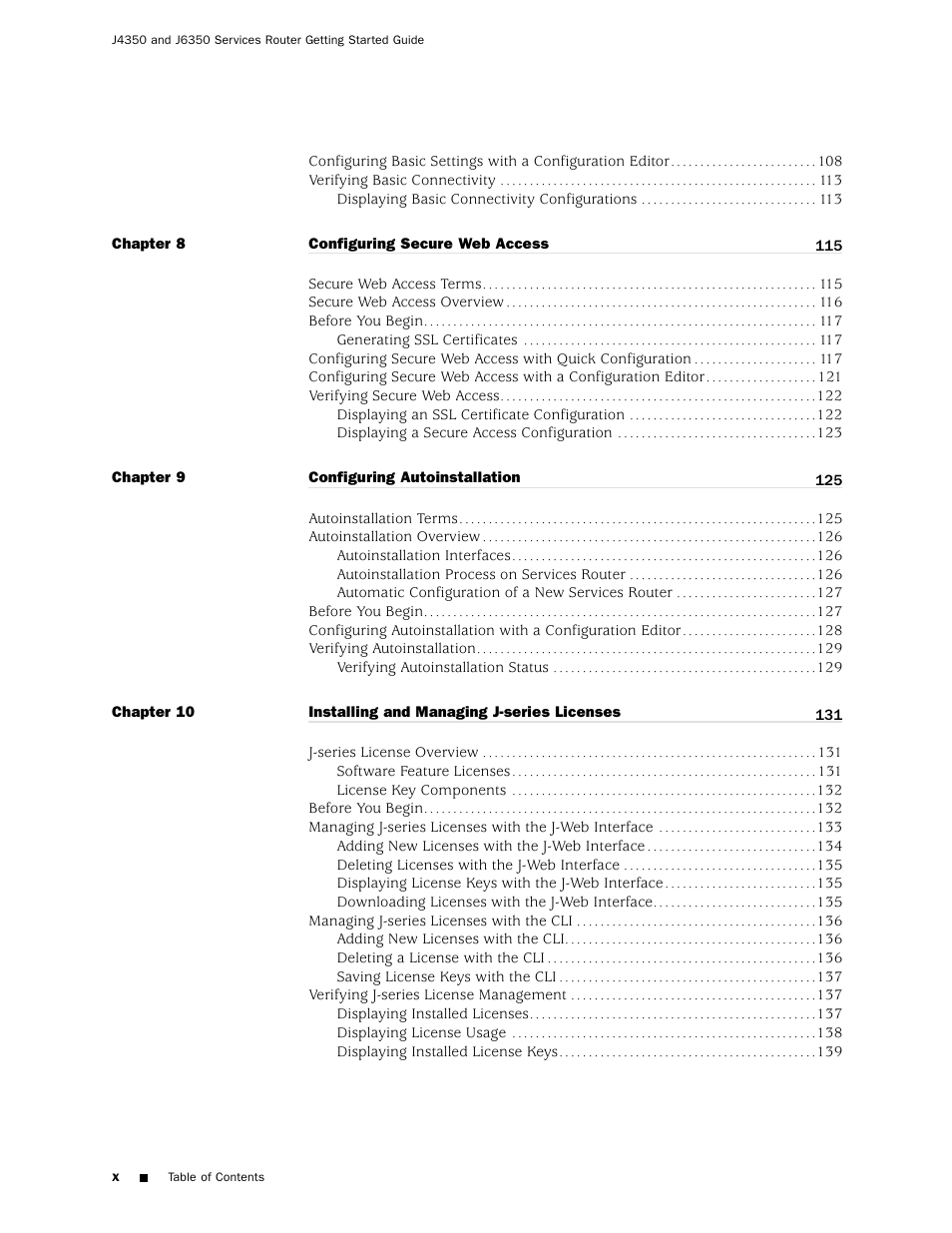 Juniper Networks J4350 User Manual | Page 10 / 284