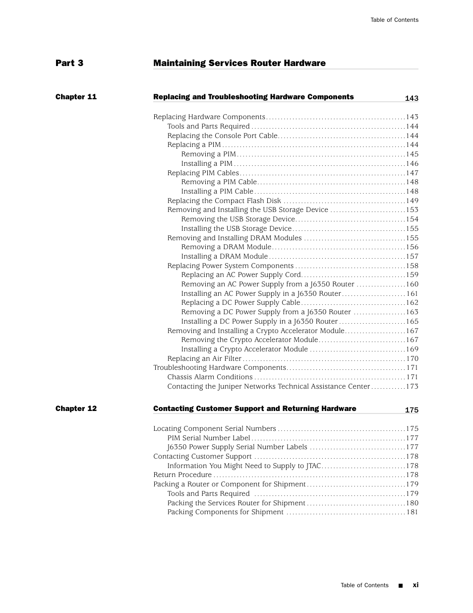 Juniper Networks J4350 User Manual | Page 11 / 284