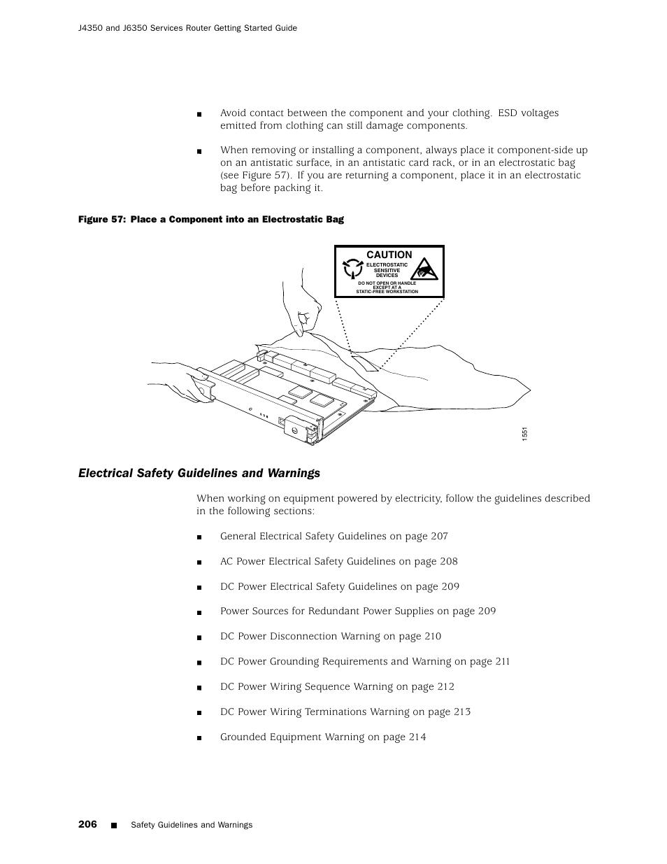 Electrical safety guidelines and warnings | Juniper Networks J4350 User Manual | Page 226 / 284