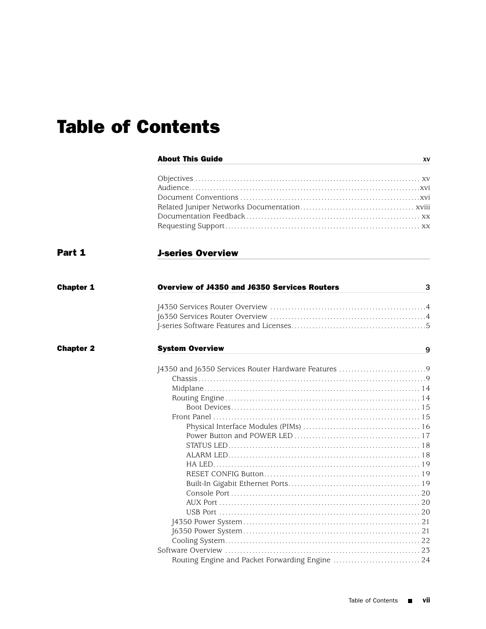 Juniper Networks J4350 User Manual | Page 7 / 284