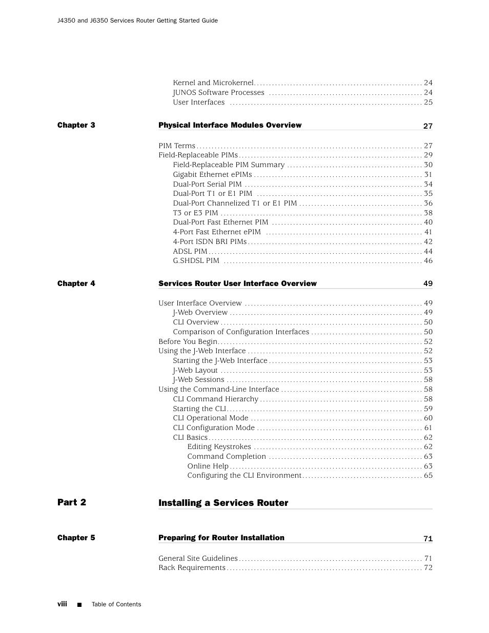 Juniper Networks J4350 User Manual | Page 8 / 284