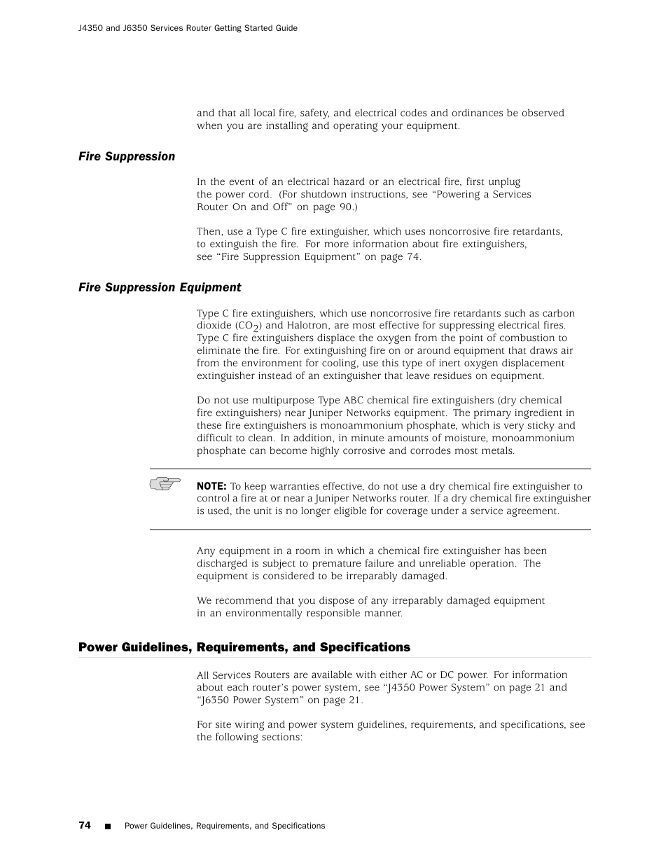 Power guidelines | Juniper Networks J4350 User Manual | Page 94 / 284