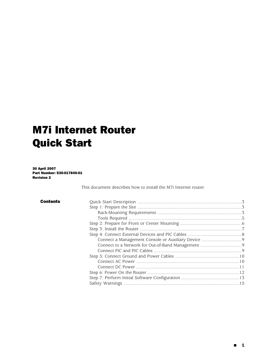 Juniper Networks Juniper M-series M7i User Manual | 23 pages