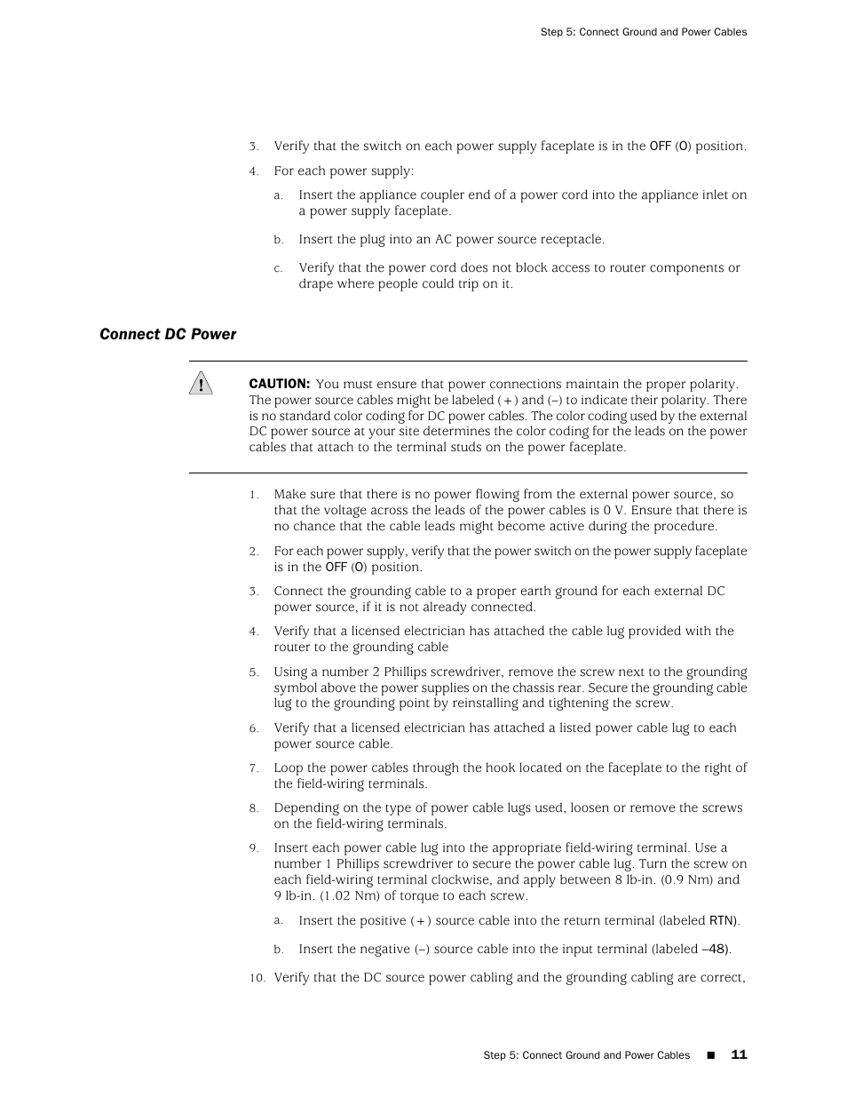 Connect dc power | Juniper Networks Juniper M-series M7i User Manual | Page 11 / 23
