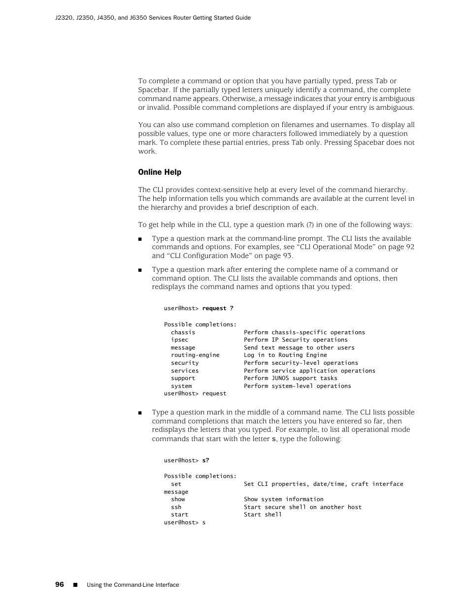 Online help | Juniper Networks J-series Services Router J2320 User Manual | Page 118 / 332