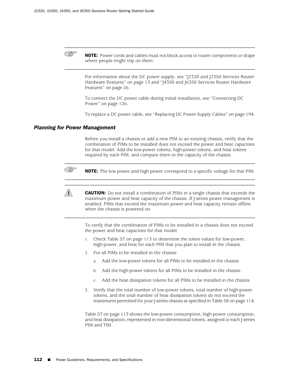 Planning for power management | Juniper Networks J-series Services Router J2320 User Manual | Page 134 / 332