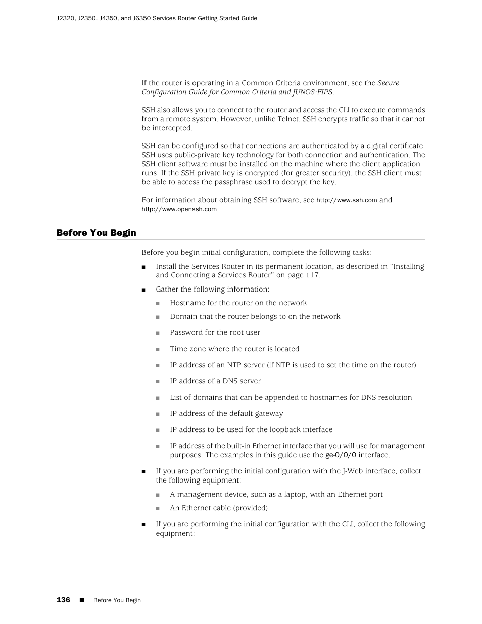 Before you begin | Juniper Networks J-series Services Router J2320 User Manual | Page 158 / 332