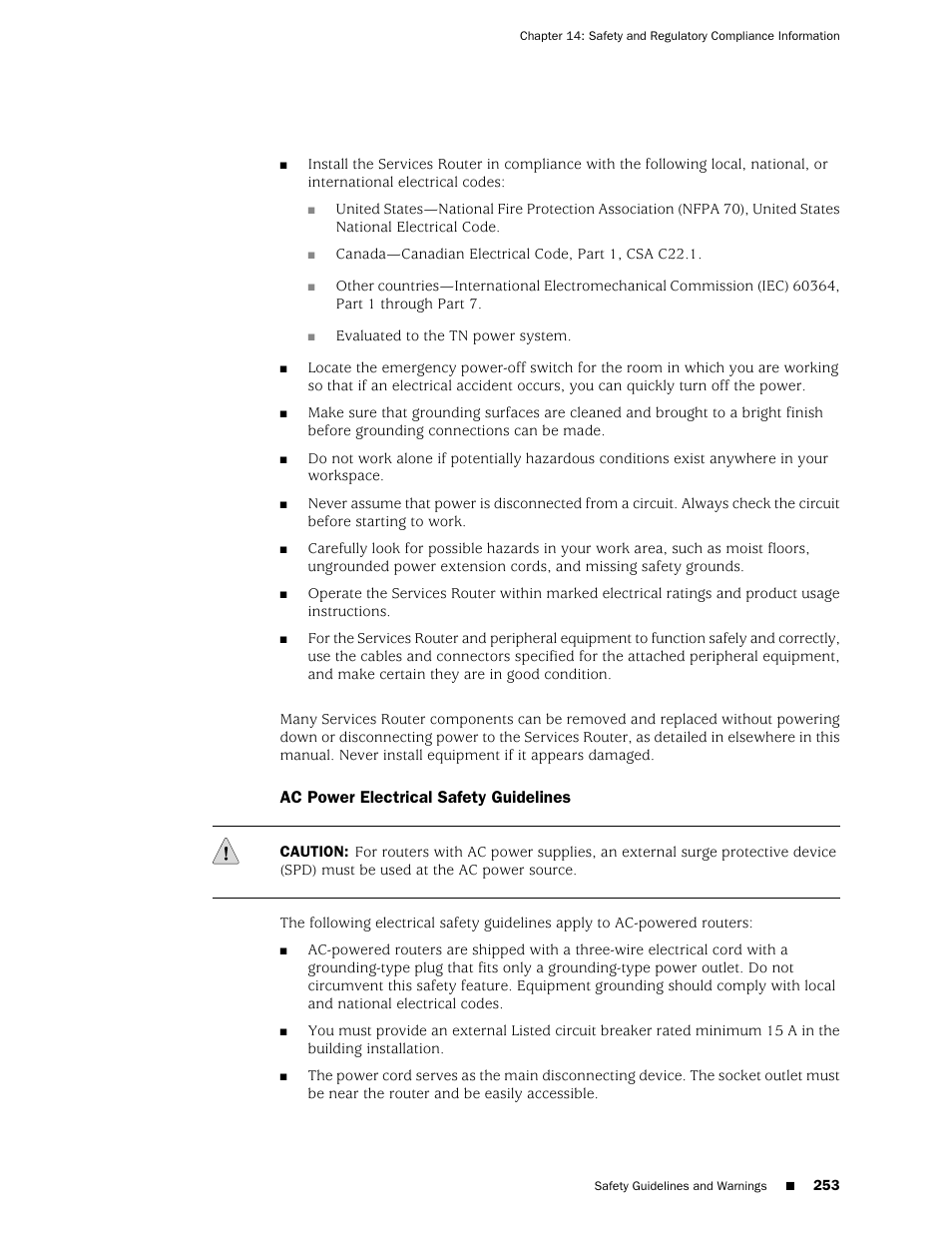 Ac power electrical safety guidelines | Juniper Networks J-series Services Router J2320 User Manual | Page 275 / 332