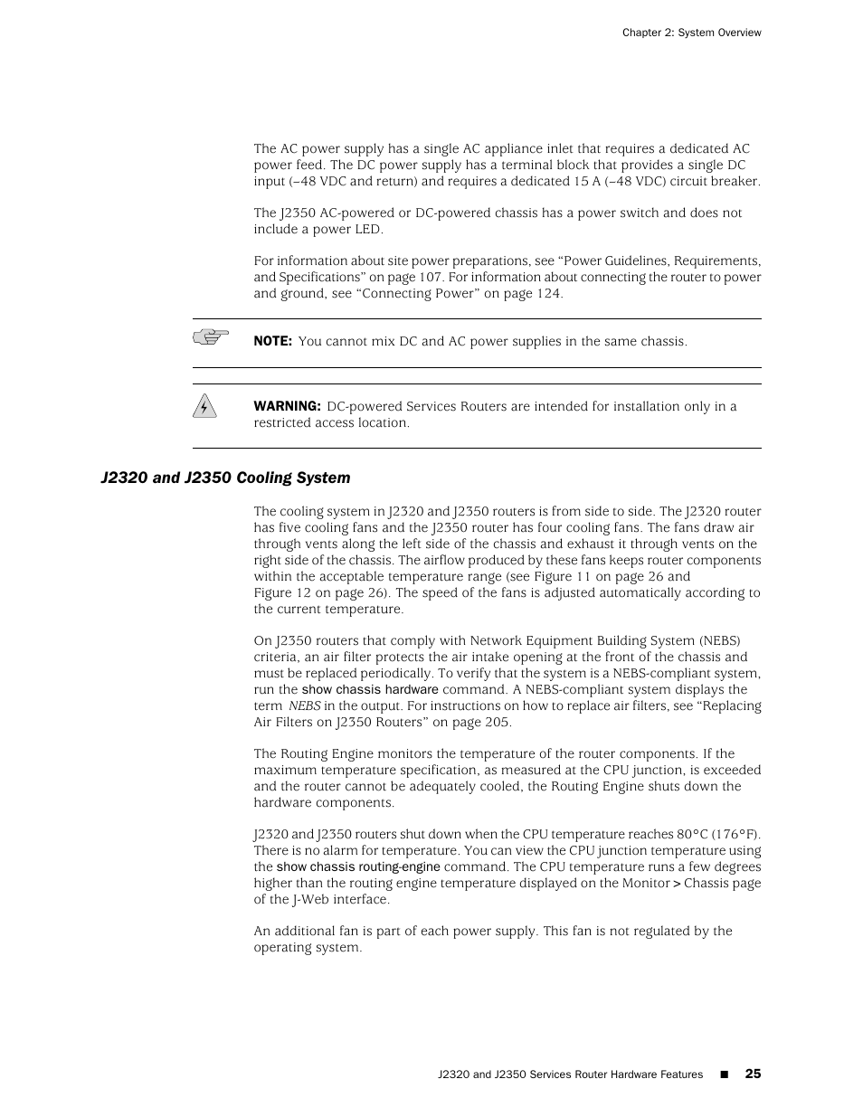 J2320 and j2350 cooling system | Juniper Networks J-series Services Router J2320 User Manual | Page 47 / 332