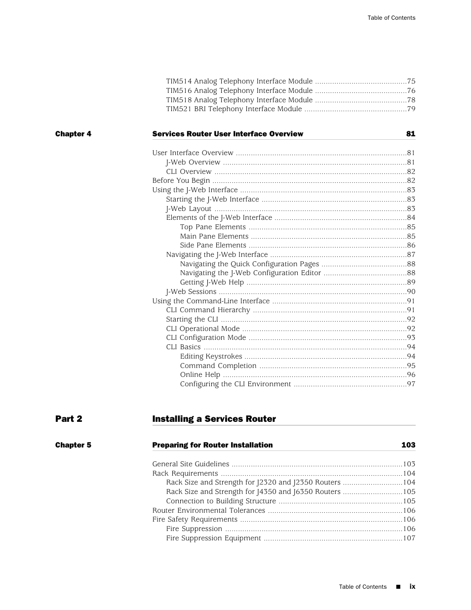 Juniper Networks J-series Services Router J2320 User Manual | Page 9 / 332