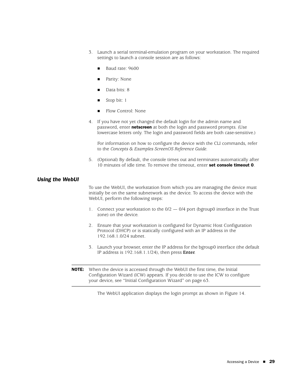 Using the webui | Juniper Networks SSG 20 User Manual | Page 29 / 86