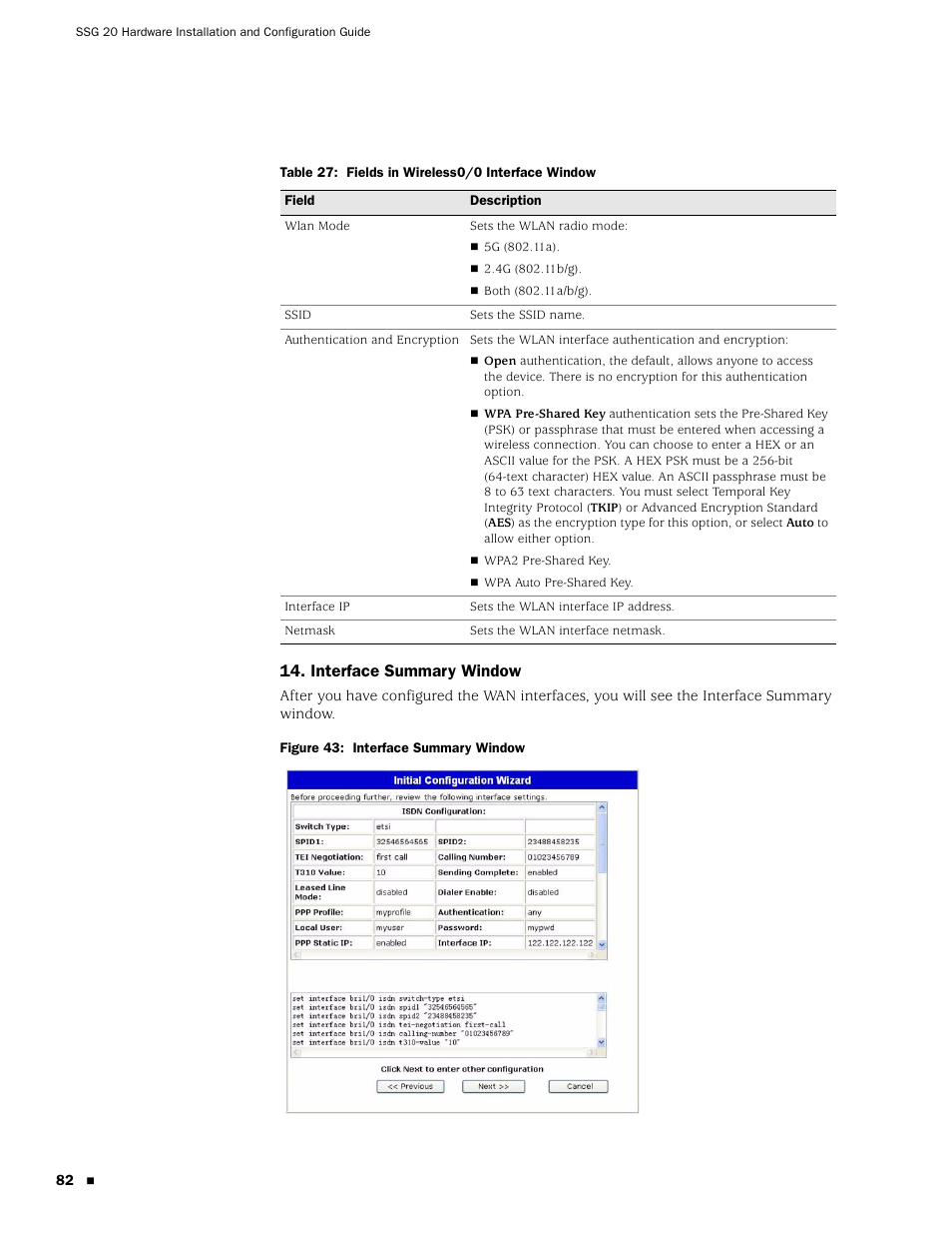 Interface summary window | Juniper Networks SSG 20 User Manual | Page 82 / 86