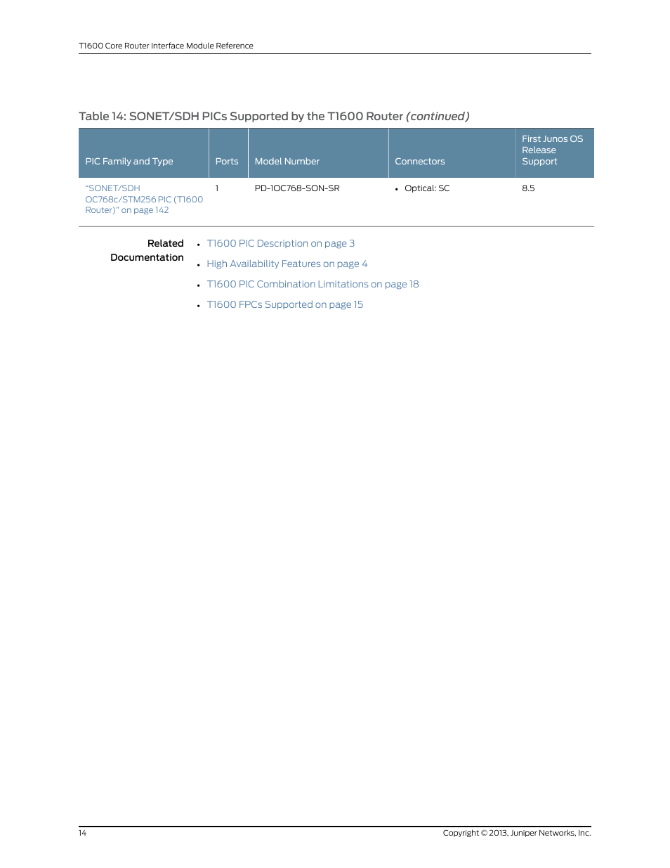 Juniper Networks T1600 User Manual | Page 14 / 151
