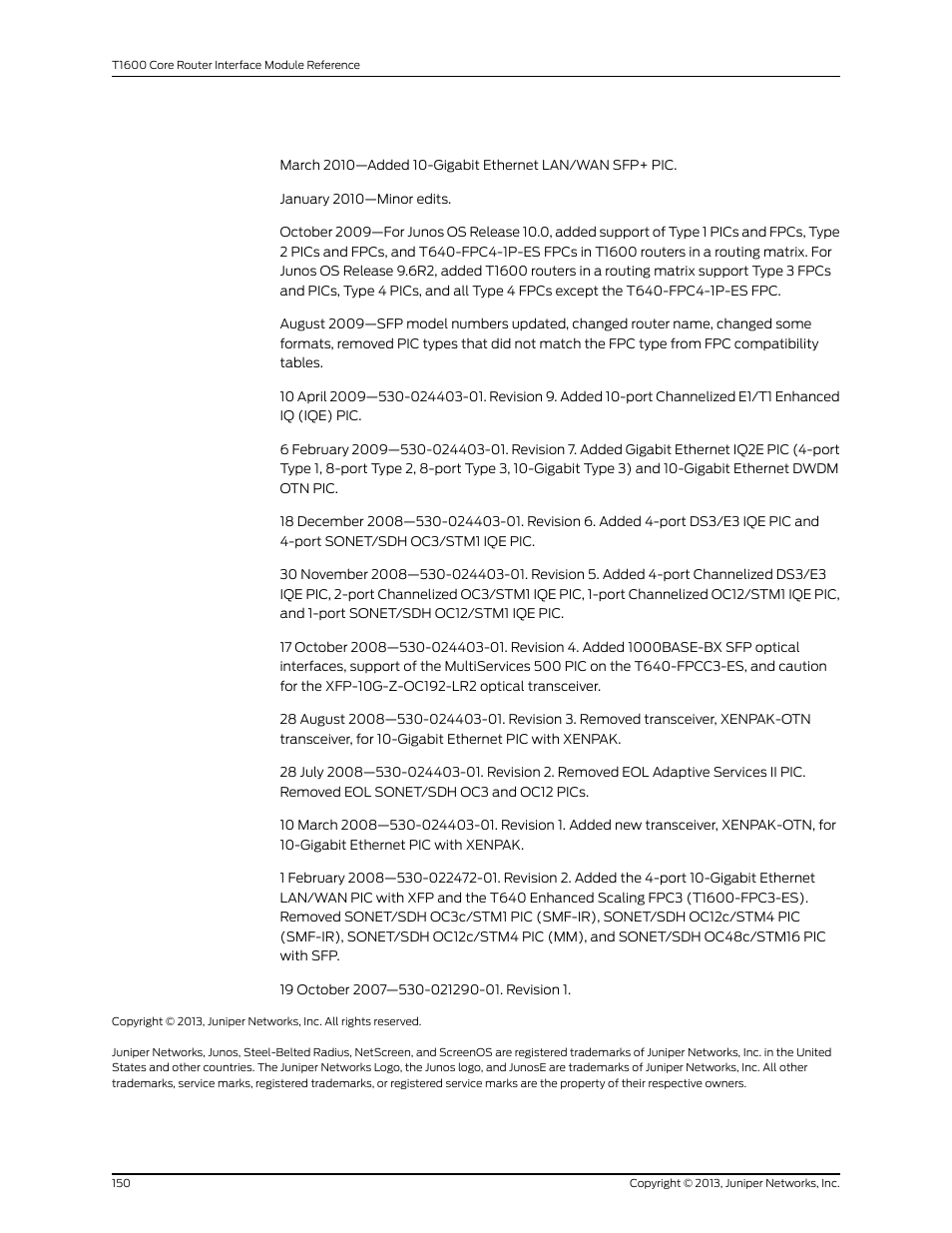 Juniper Networks T1600 User Manual | Page 150 / 151