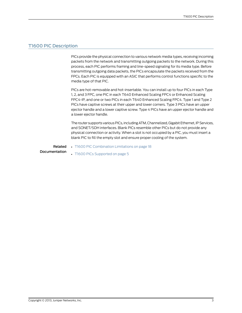 T1600 pic description | Juniper Networks T1600 User Manual | Page 3 / 151