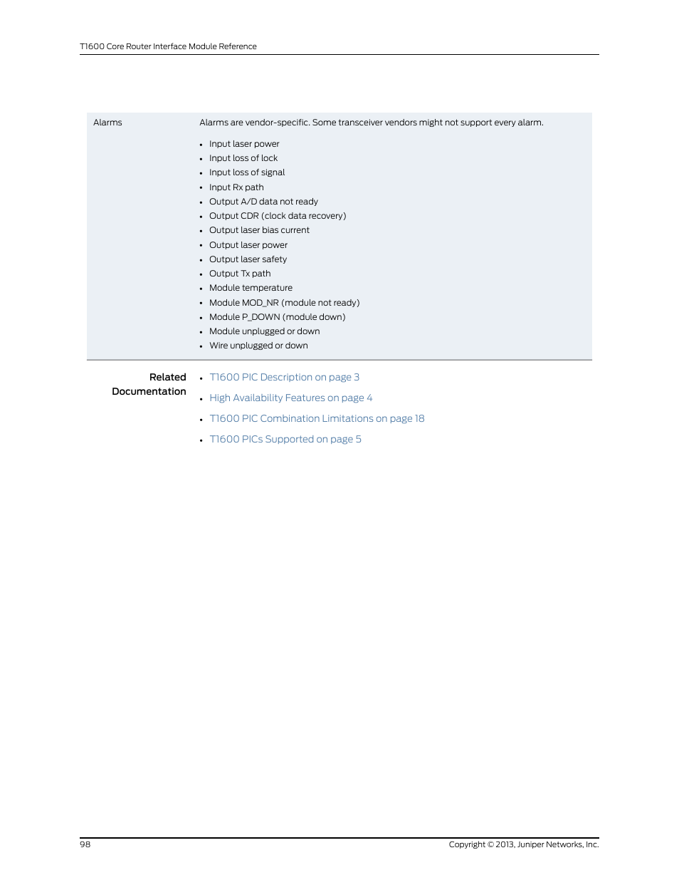 Juniper Networks T1600 User Manual | Page 98 / 151