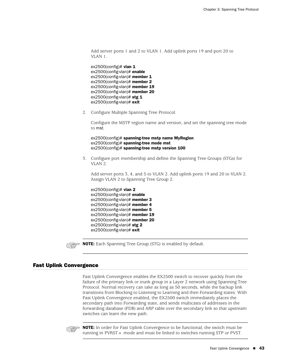 Fast uplink convergence | Juniper Networks EX2500 User Manual | Page 57 / 106