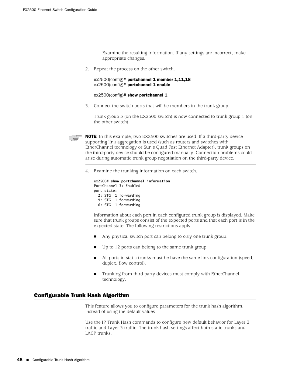 Configurable trunk hash algorithm | Juniper Networks EX2500 User Manual | Page 62 / 106