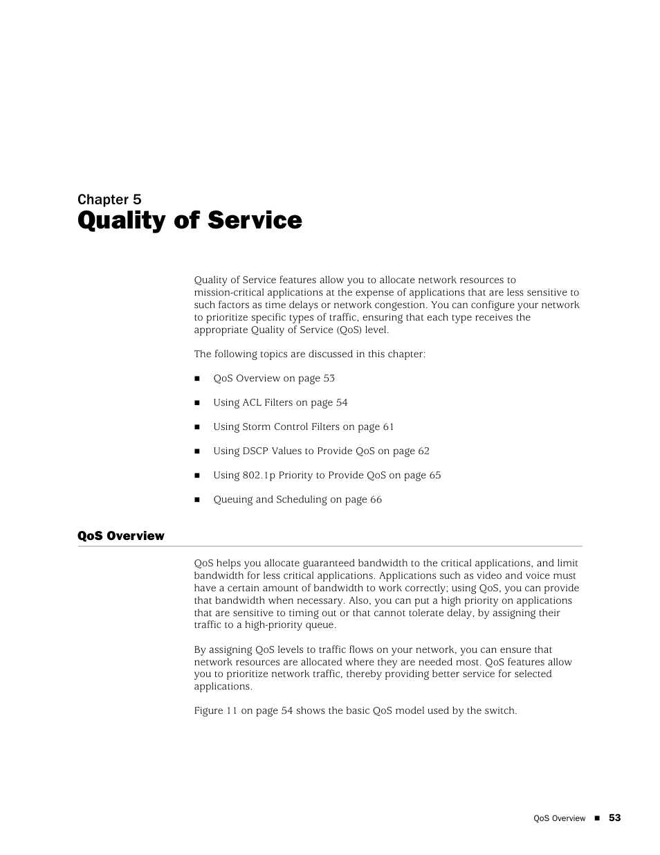 Quality of service, Qos overview, Chapter 5 | Juniper Networks EX2500 User Manual | Page 67 / 106