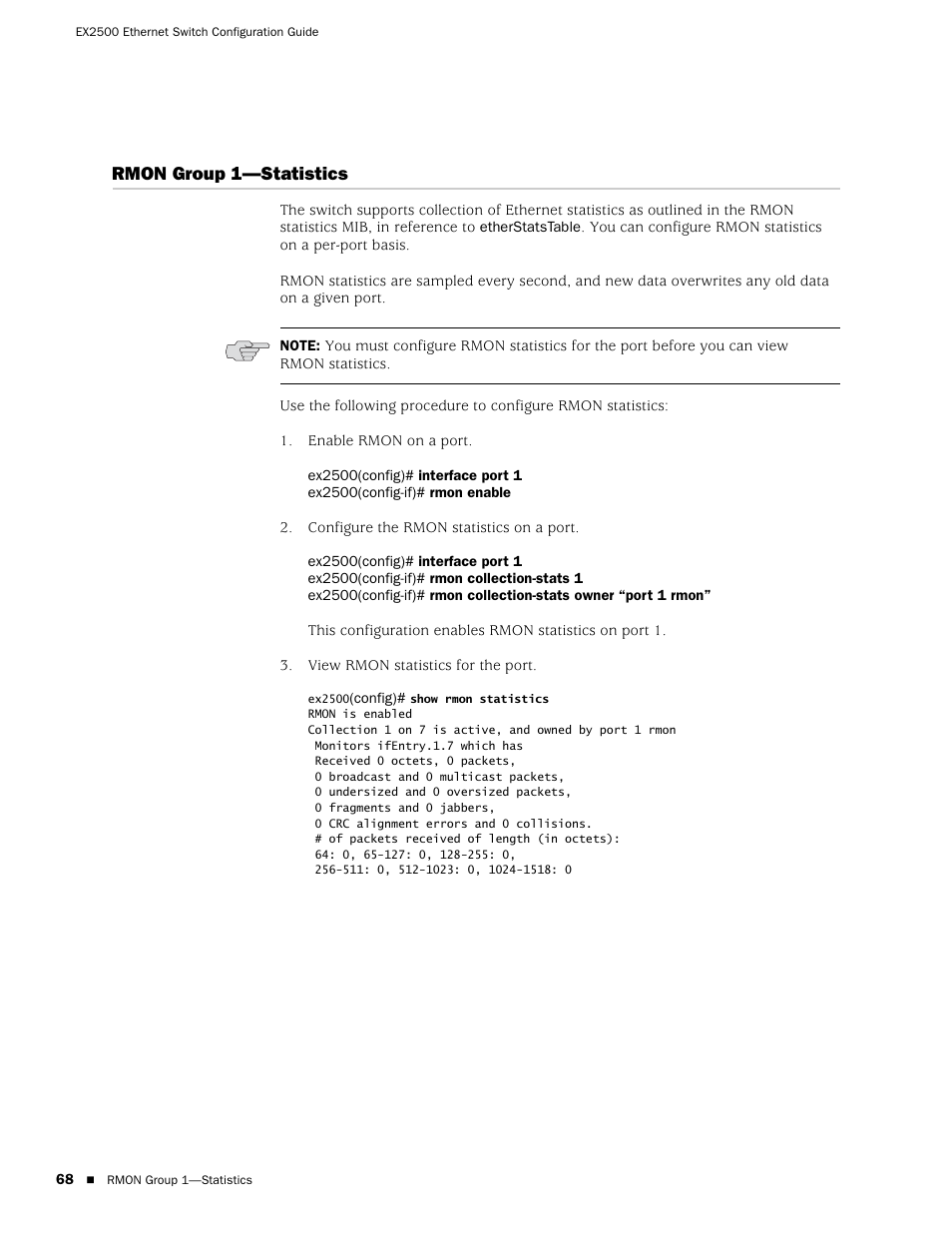 Rmon group 1-statistics, Rmon group 1—statistics | Juniper Networks EX2500 User Manual | Page 82 / 106