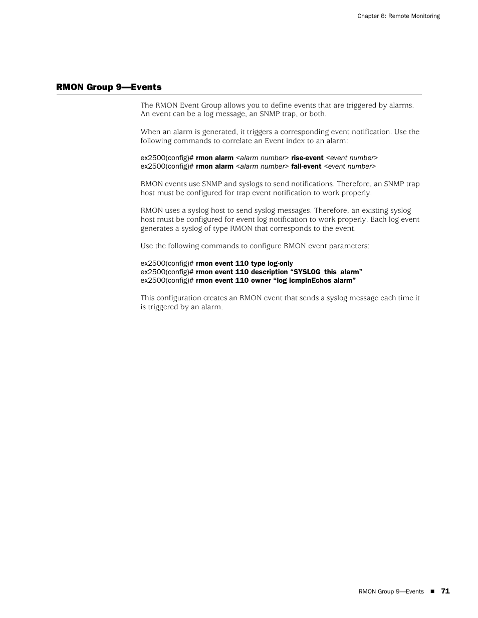 Rmon group 9-events, Rmon group 9—events | Juniper Networks EX2500 User Manual | Page 85 / 106