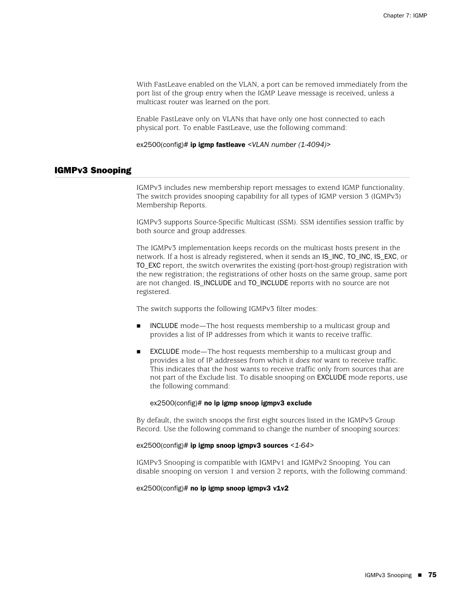 Igmpv3 snooping | Juniper Networks EX2500 User Manual | Page 89 / 106