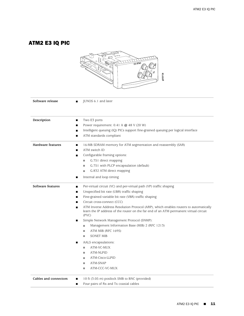 Atm2 e3 iq pic | Juniper Networks Juniper M-series M10i User Manual | Page 11 / 78