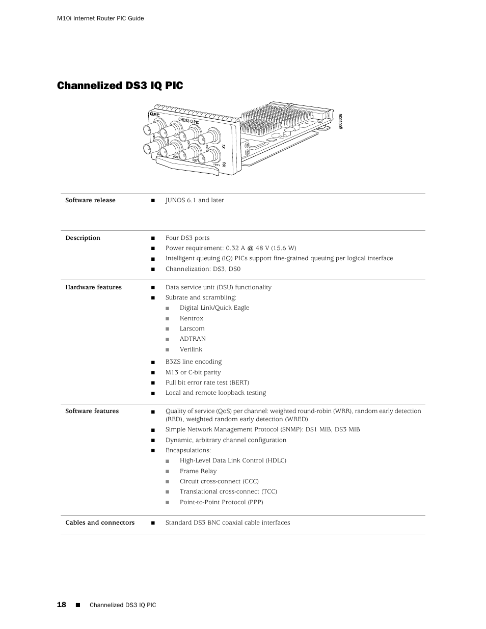 Channelized ds3 iq pic | Juniper Networks Juniper M-series M10i User Manual | Page 18 / 78