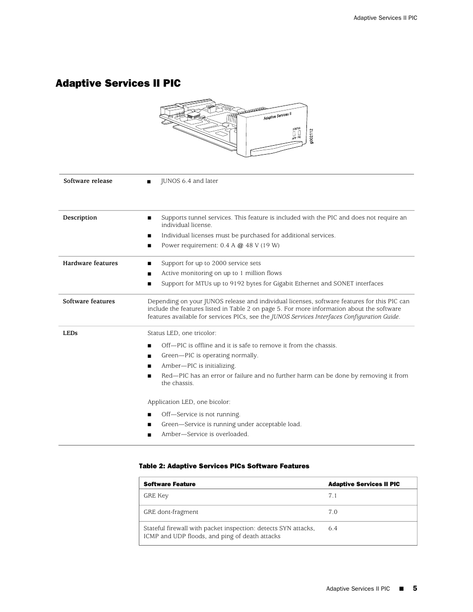 Adaptive services ii pic | Juniper Networks Juniper M-series M10i User Manual | Page 5 / 78