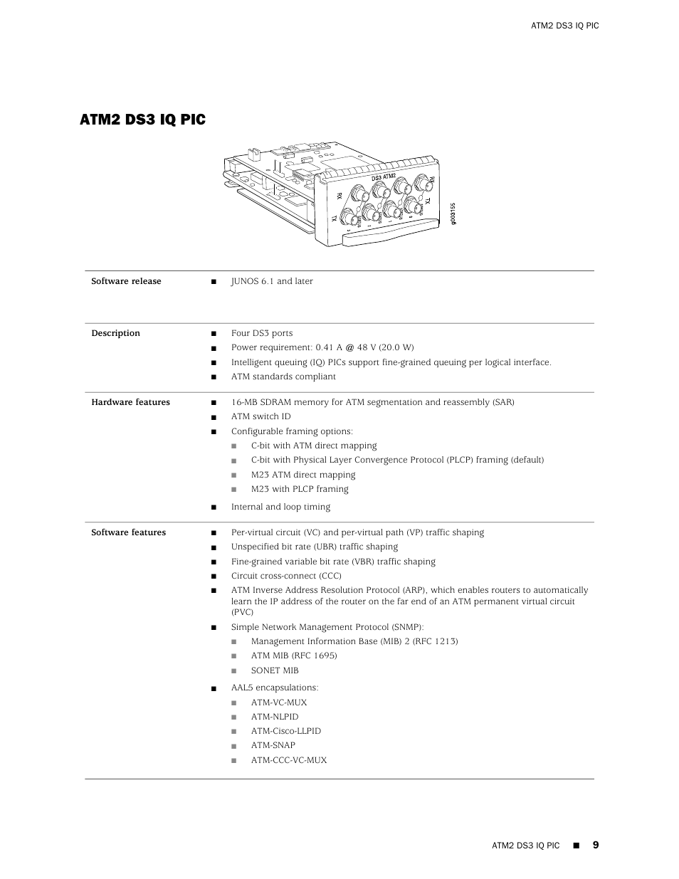 Atm2 ds3 iq pic | Juniper Networks Juniper M-series M10i User Manual | Page 9 / 78
